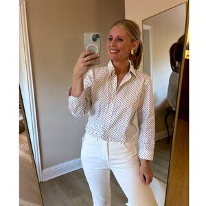 Lauren Ralph Lauren 3/4 Black & White Polka Dot Button Down